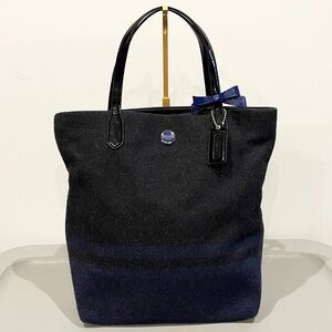 Coach Signature Stripe Wool Tote EUC